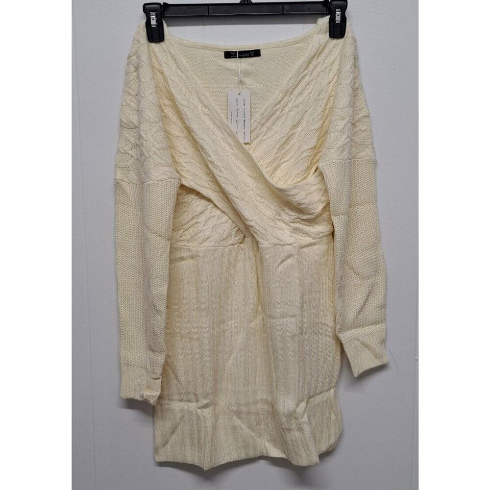 Simplee Elegant Wrap Batwing Sleeve Pullover Sweater Dress V Neck Sexy Knit Sz S